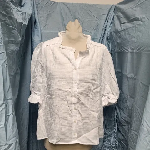 BAUKJEN BRYONY ORGANIC CHEESECLOTH BLOUSE β PURE WHITE β UK 12