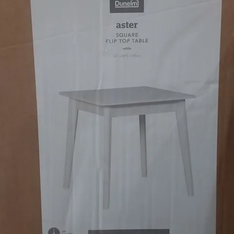 BOXED ASTER SQUARE FLIP TOP TABLE IN WHITE- H77 X W75 X D75 CM