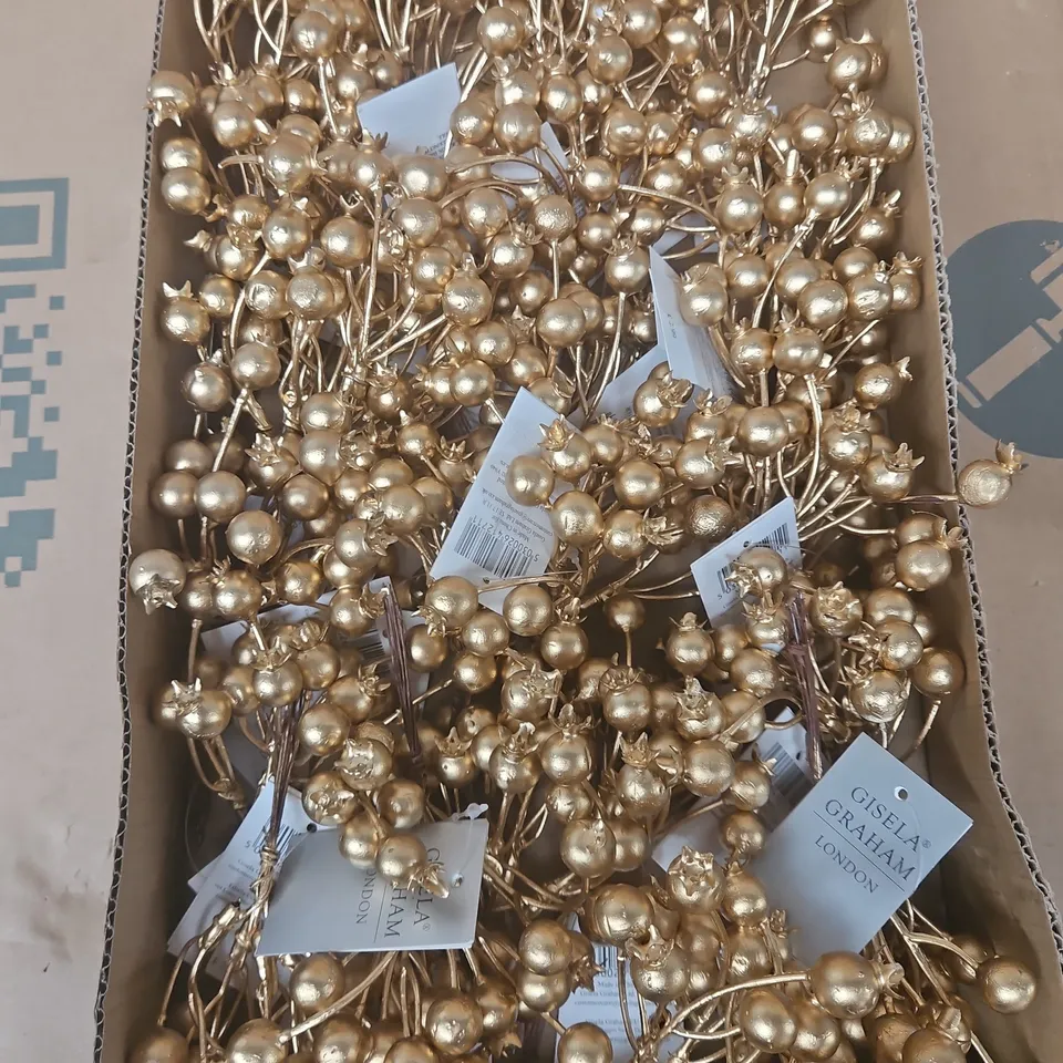 APPROXIMATELY 24 GISELA GRAHAM ARTIFICIAL GOLD BERRY STEMS