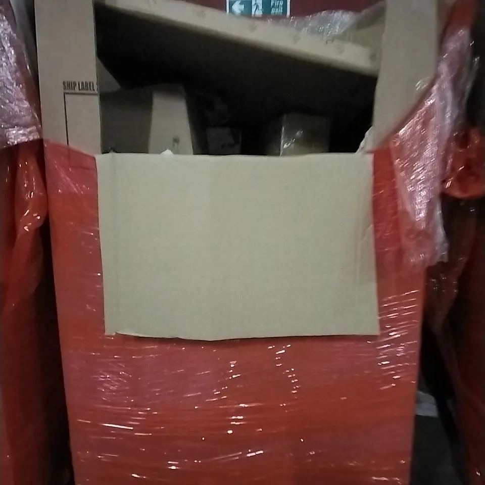 PALLET OF HOUSEHOLD ITEMS TO INCLUDE HEATED CLOTHES DRYER,MESH PARTITION, JUICER, FARM WALKER AND OTHER ASSORTED ITEMS...