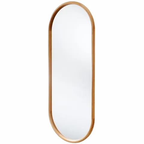BOXED YEARN NATURAL SOLID OAK OVAL WOODEN FULL LENGTH WALL MIRROR 150 X 60CM