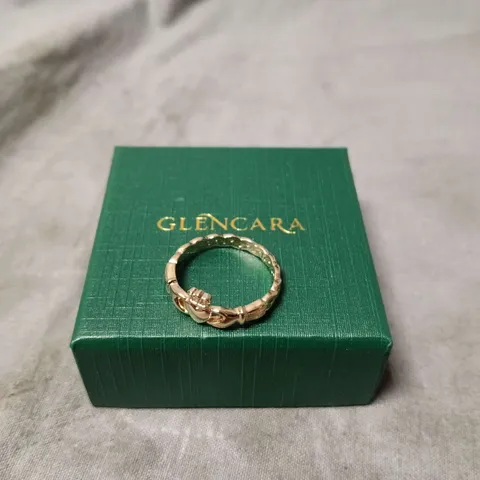 GLENCARA GOLD RING WITH LEAF MOTIF 