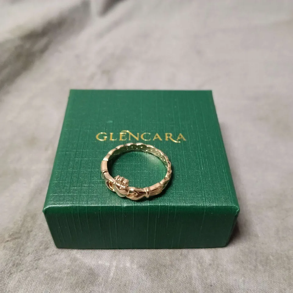 GLENCARA GOLD RING WITH LEAF MOTIF 