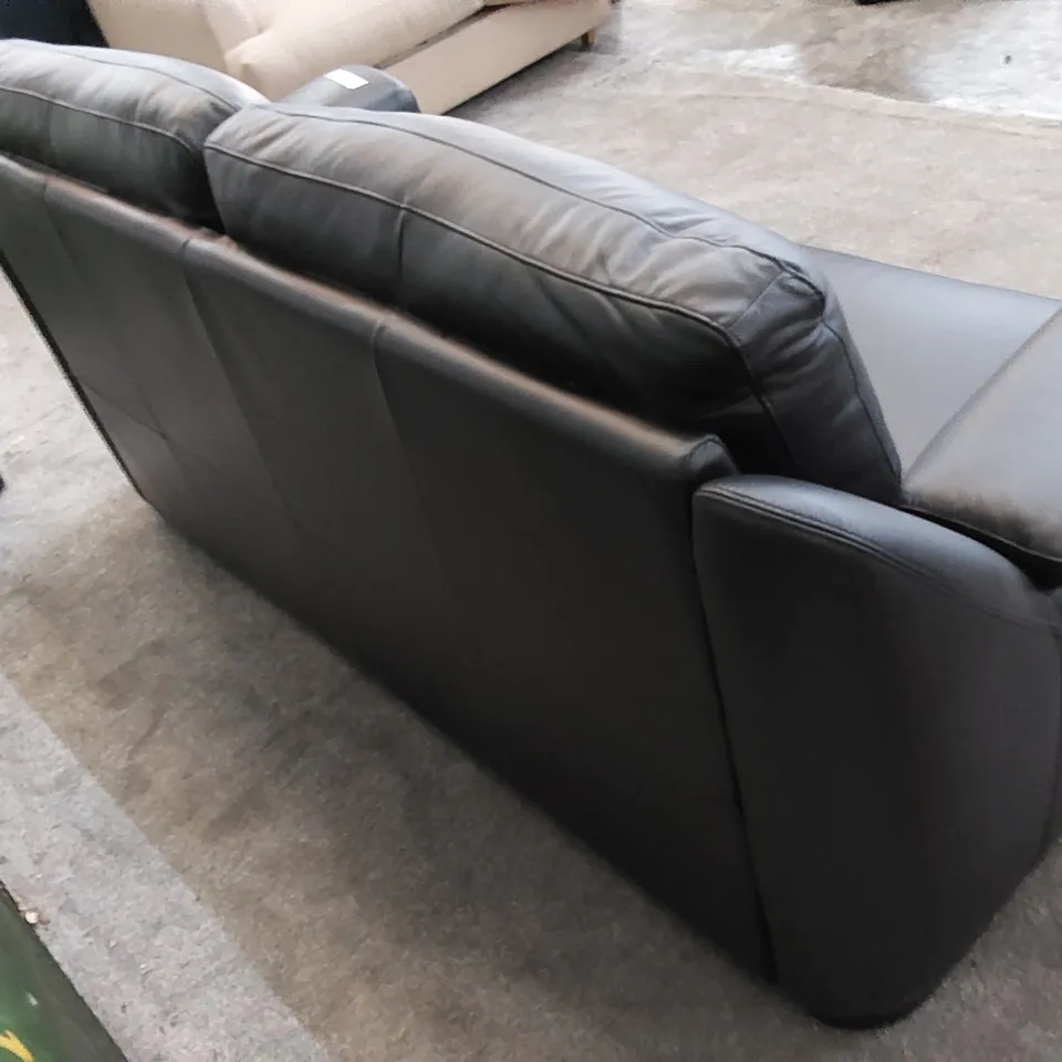 QUALITY DESIGNER AVOLA 3-SEATER SOFA IN BLACK LEATHER 