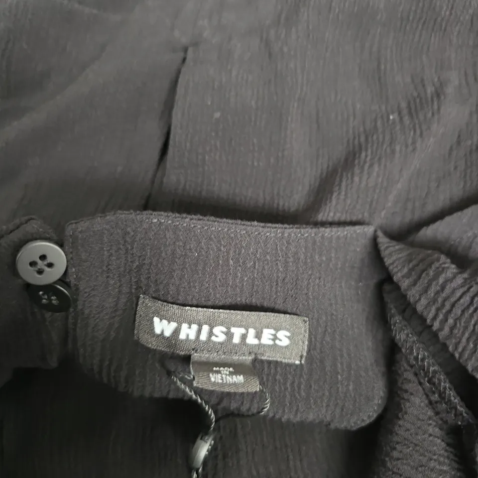 WHISTLES CRINKLE SLEEVELESS TANK TOP – BLACK, UK 16 (EU 44, US 12)