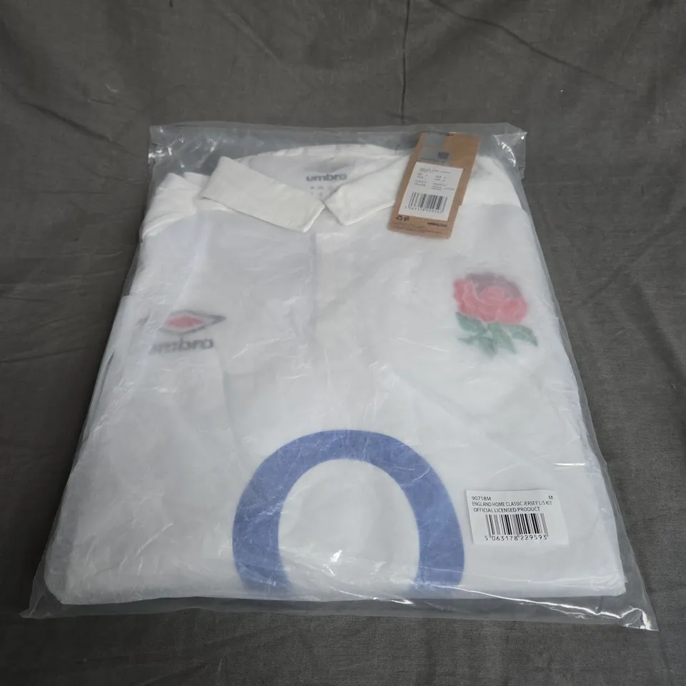 BAGGED UMBRO ENGLAND HOME CLASSIC JERSEY IN WHITE SIZE M