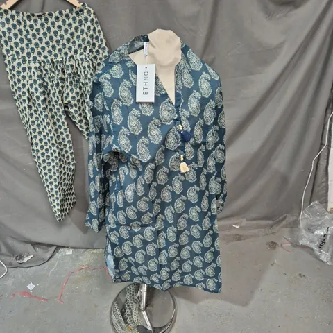 ETHNC WOMEN'S PAISLEY PRINT DRESS & LEAF PRINT SKIRT SET, SIZE M