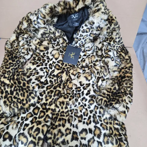 VERSACE 19.69 ITALIA LEOPARD PRINT FAUX-FUR COAT – WOMEN'S - SMALL