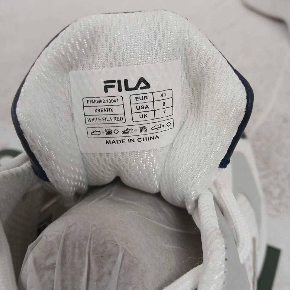 FILA WHITE, NAVY & RED TRAINERS – UK 7 (EU 41)