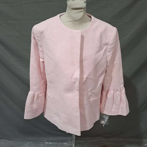 HELENE BERMAN RUFFLE SLEEVE JACKET IN PINK SIZE 16