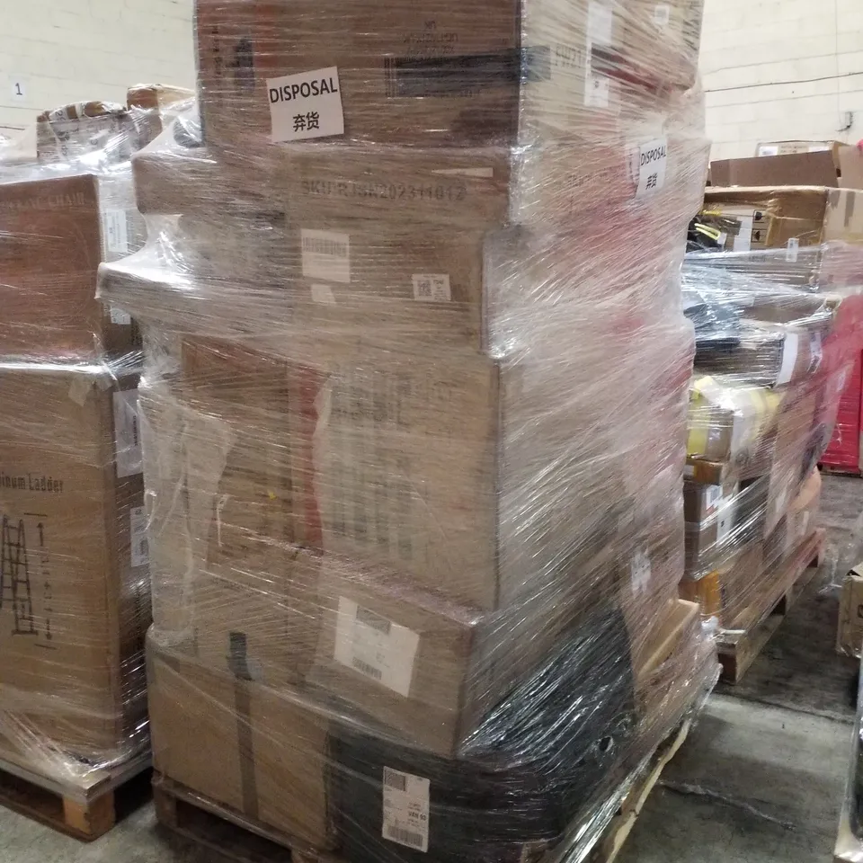 PALLET CONTAINING ASSORTED PRODUCTS INCLUDING PLAYPEN, ROUND BATHROOM MIRROR & COMPUTER DESK