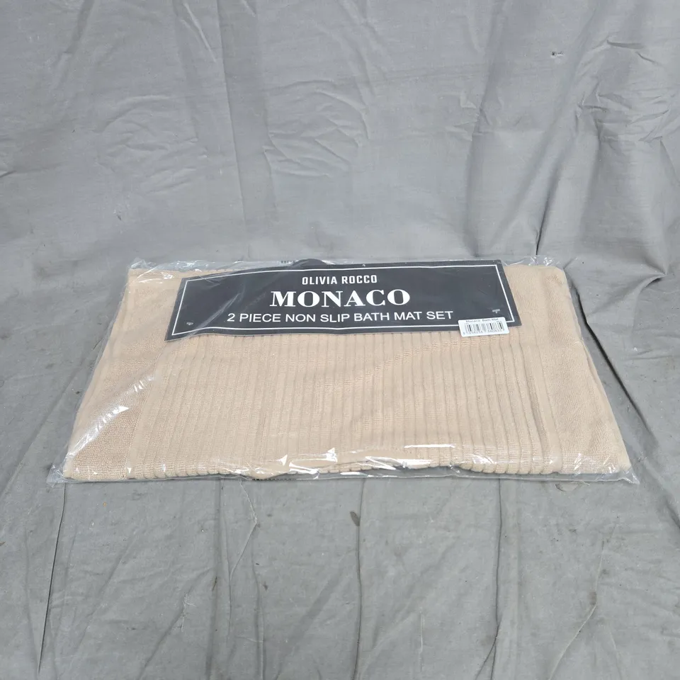 OLIVIA ROCCO MONACO BATH MAT SET – 2-PIECE NON-SLIP (BEIGE)