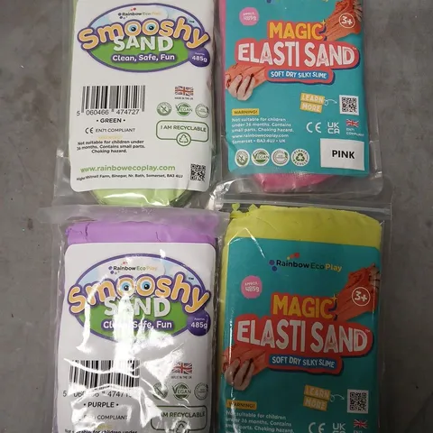 LOT OF 4 PACKS OF SMOOSHY ELASTIC SAND IN ASSORTED COLOURS