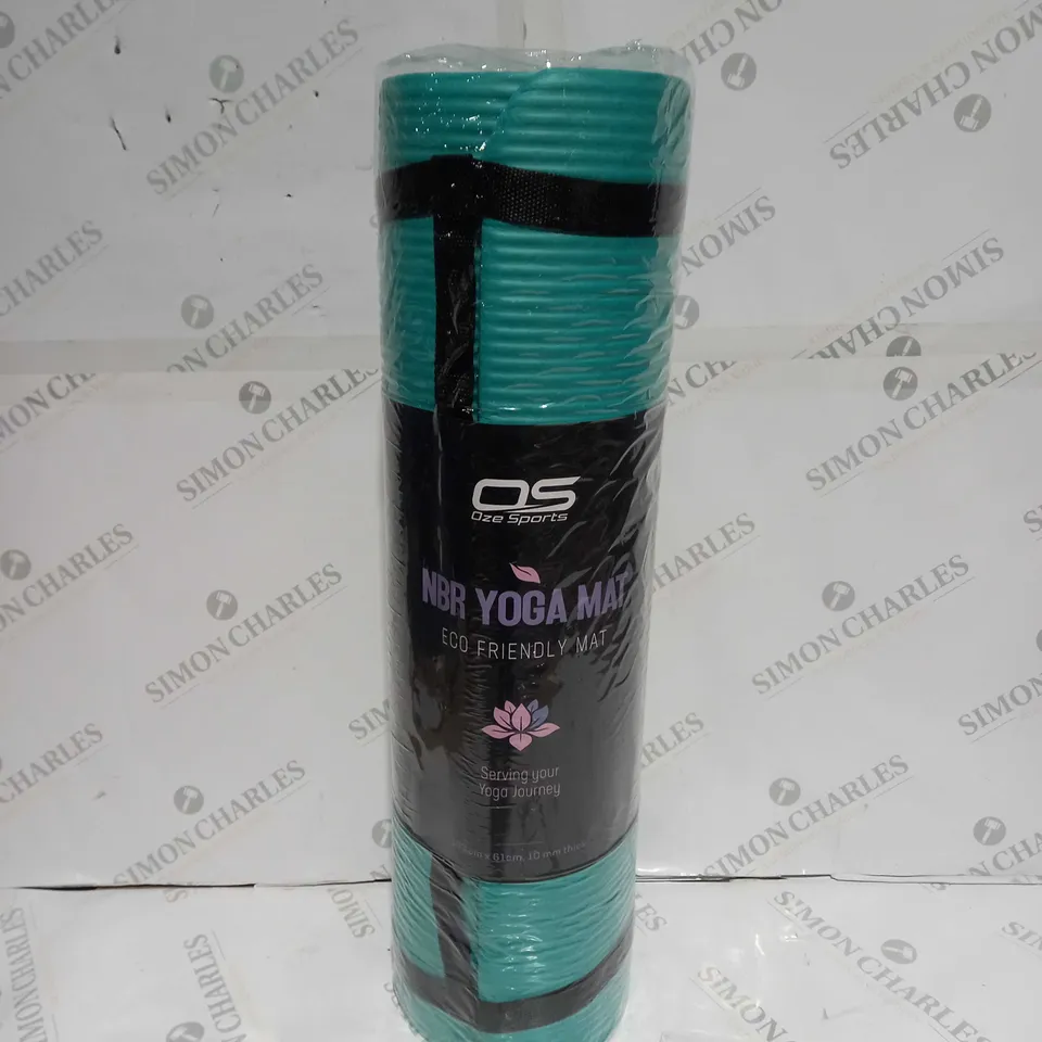 PACKAGED AND SEALED OZE SPORTS NBR ECO FRIENDLY YOGA MAT - TEAL - 183 X 61CM 