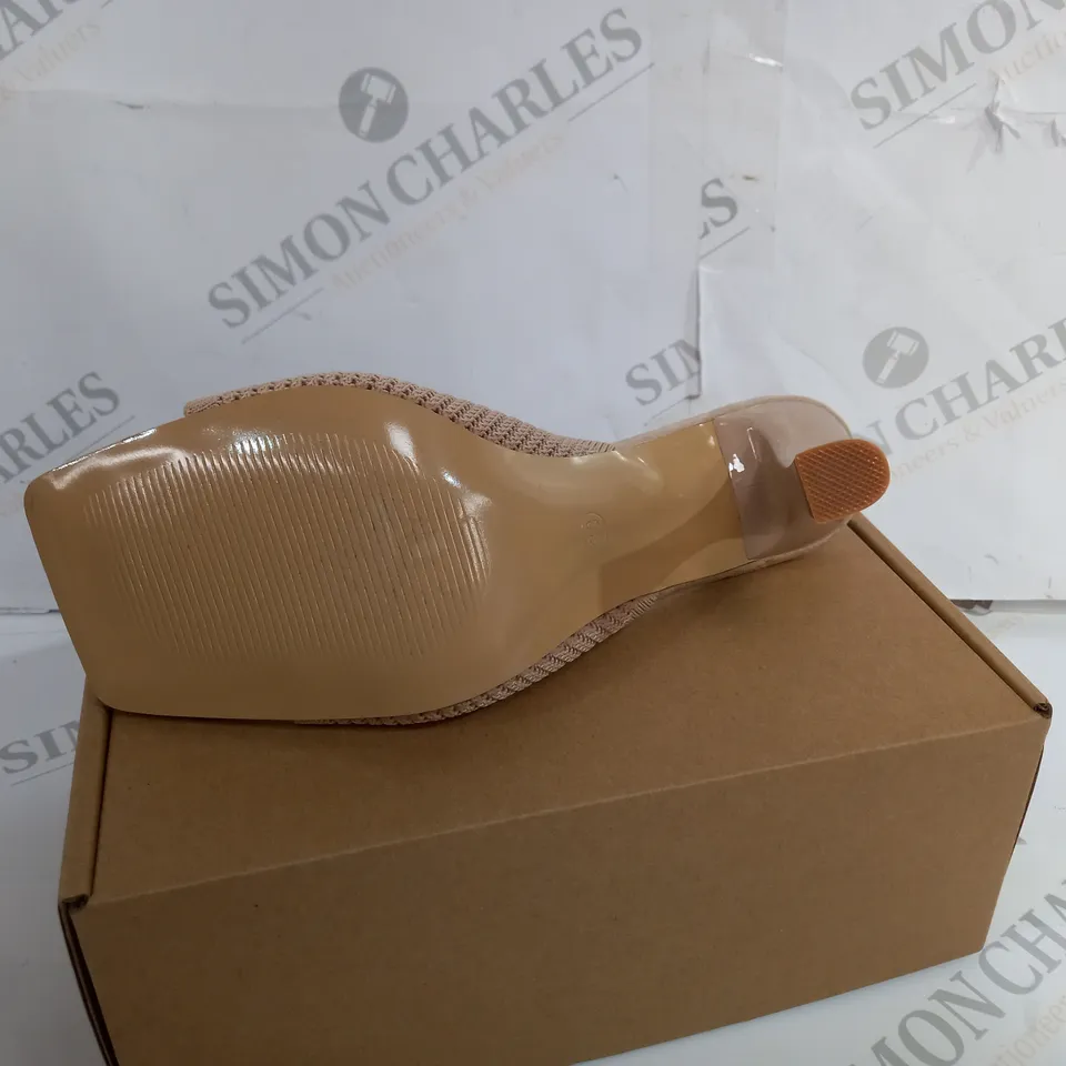 BOXED PAIR OF CUCCOO NUDE HEELS SIZE 38