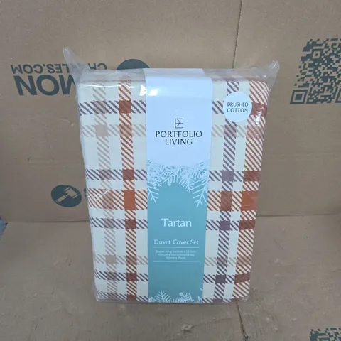 PORTFOLIO LIVING TARTAN DUVET COVER SET - SUPER KING