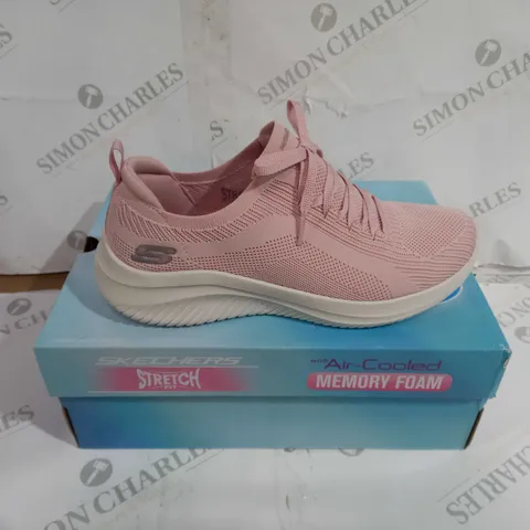 BOXED PAIR OF SKECHERS STRETCH FIT ULTRA FLEX 3.0 SHOES ROSE UK SIZE 7