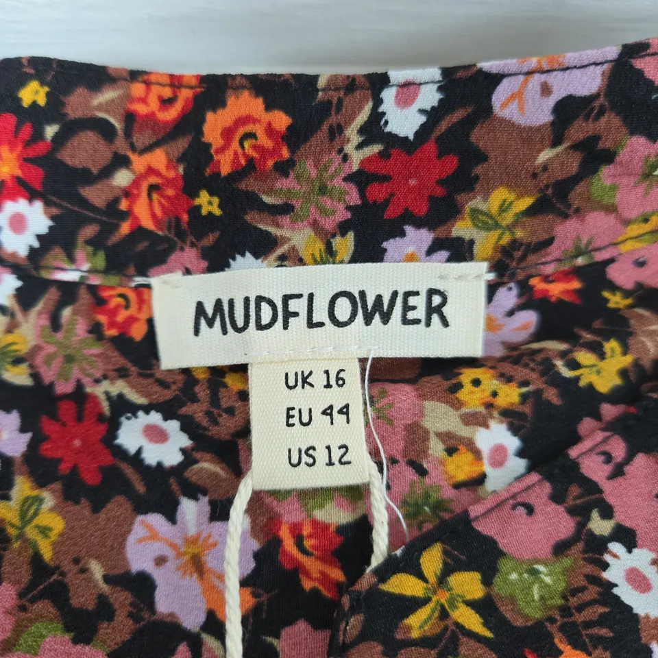 MUDFLOWER FLORAL PRINT DRESS, UK 16 (EU 49, US 12) – LONG SLEEVE