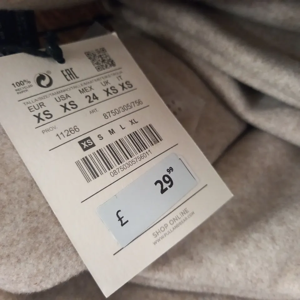 PULL & BEAR BUTTON UP JACKET IN NATURAL - XS