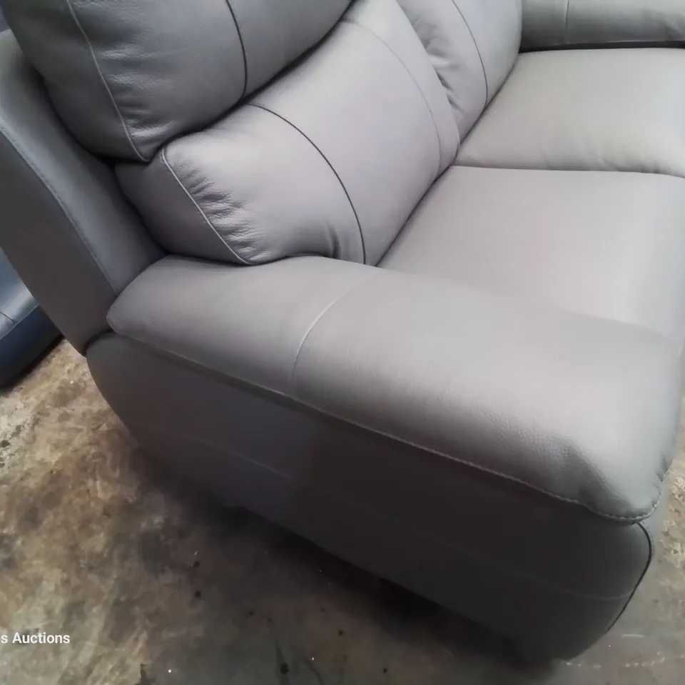 QUALITY ITALIAN DESIGNER TWO SEATER SOFA GREY LEATHER