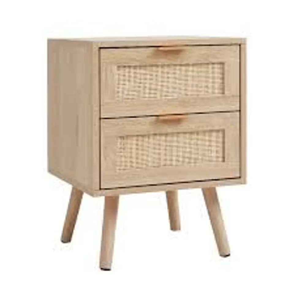 BOXED LIVING AND HOME 2 PACK 2 DRAWER RATTAN SIDE CABINET