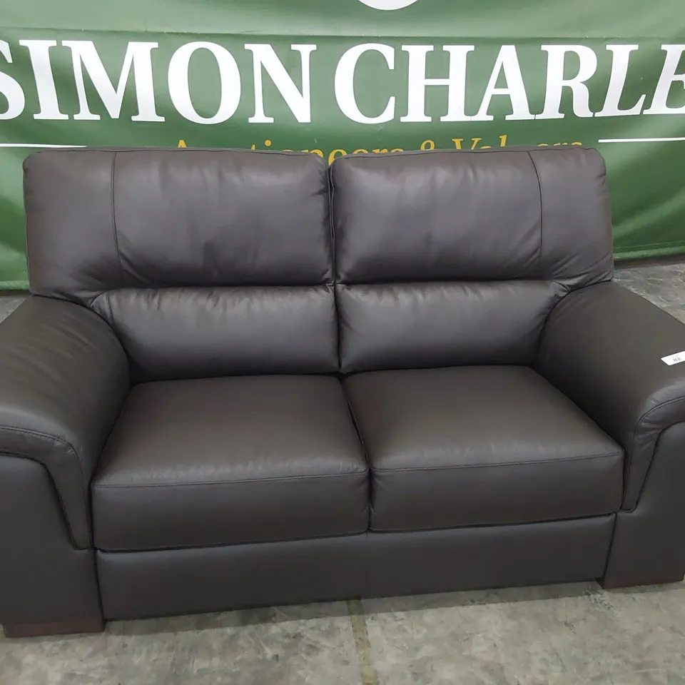 QUALITY ITALIAN DESIGNER VIRGILO POWER RECLINING TWO SEATER SOFA BROWN LEATHER