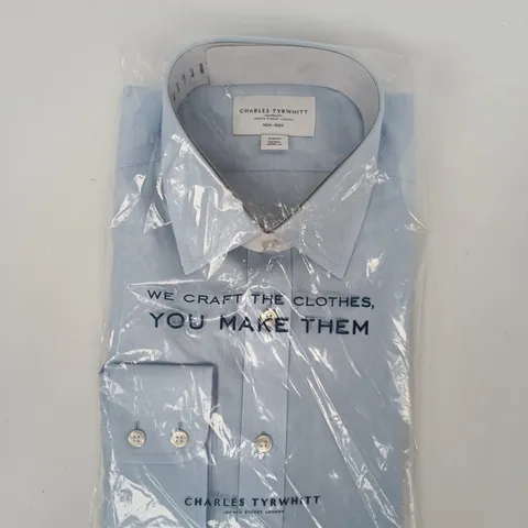 BAGGED CHARLES TYRWHITT SLIM FIT SHIRT IN BLUE SIZE 16/34IN