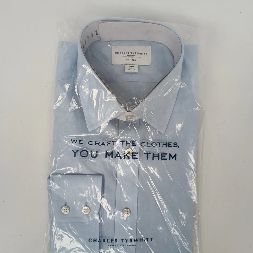 BAGGED CHARLES TYRWHITT SLIM FIT SHIRT IN BLUE SIZE 16/34IN