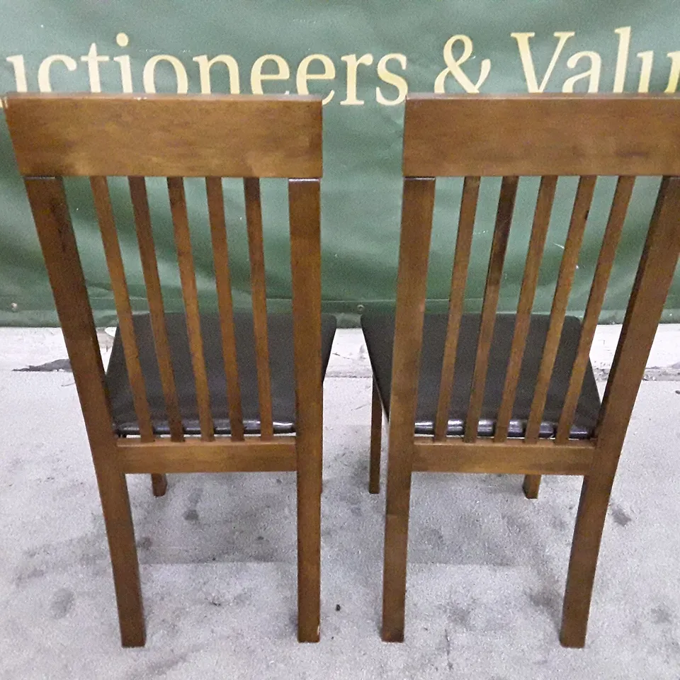 SET OF 2 NEW OXFORD DARK WOOD DINING CHAIRS (BLACK LEATHER SEAT PAD)