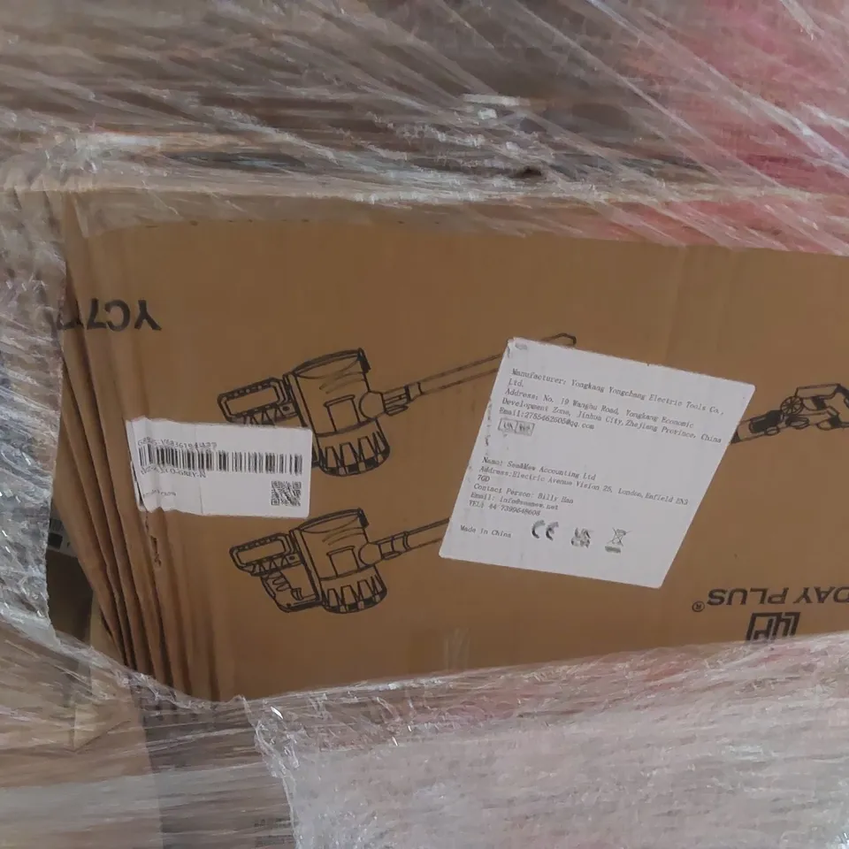 PALLET OF ASSORTED ITEMS INCLUDING: DAYPLUS CORDLESS VACUUM CLEANER, PILLOW, RICE BUCKET ECT