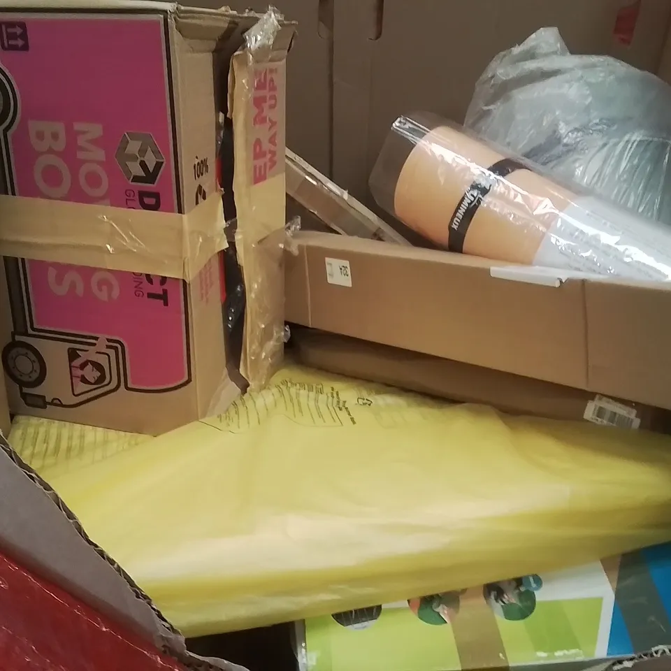 PALLET OF ASSORTED HOUSEHOLD GOODS AND PRODUCTS TO INCLUDE;OTTOMAN STORAGE BOX,YOGA MATS,PICTURE FRAME