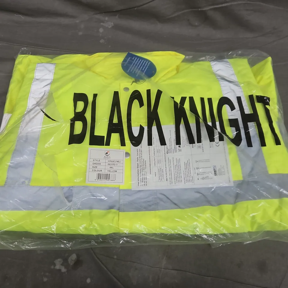 BAGGED BLACK KNIGHT GERAINT HIGH VISIBILITY WARNING JACKET IN YELLOW - 4XL