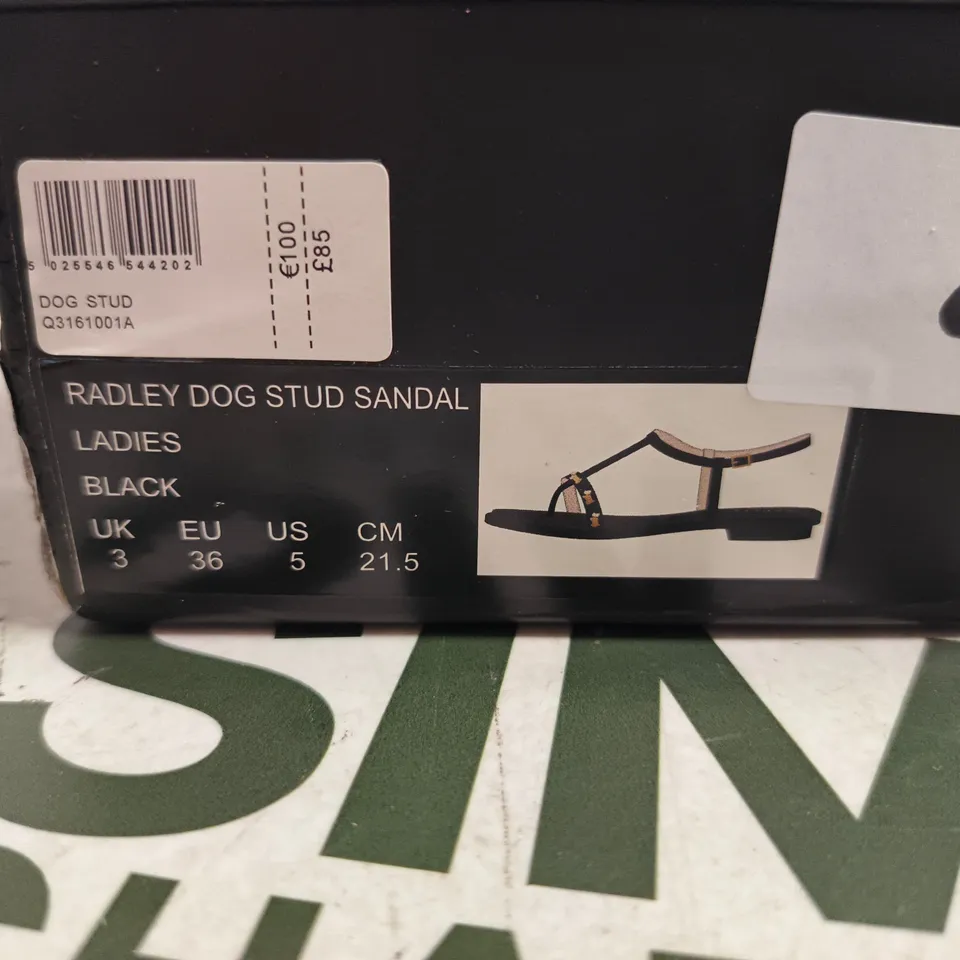 RADLEY DOG STUD SANDAL – LADIES – BLACK – UK 3 (EU 36, US 5)