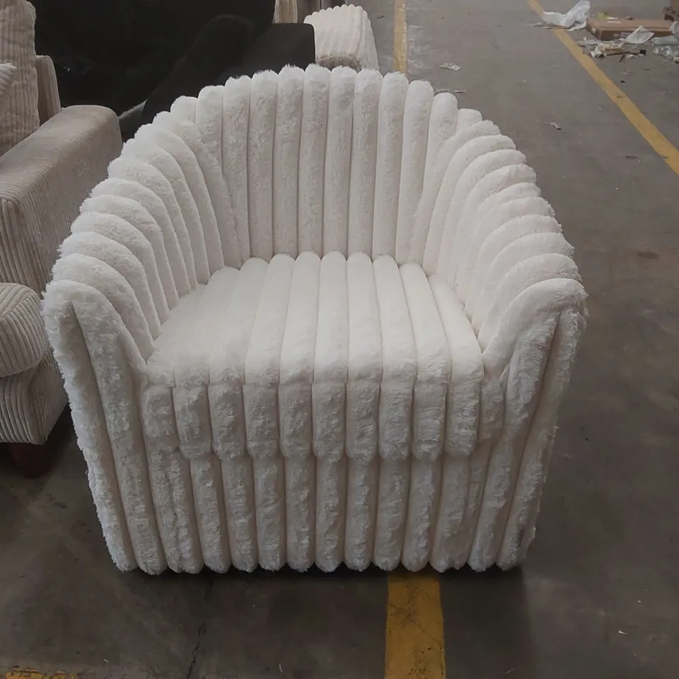 QUALITY DESIGNER FLUFFY SWIVEL TUB CHAIR