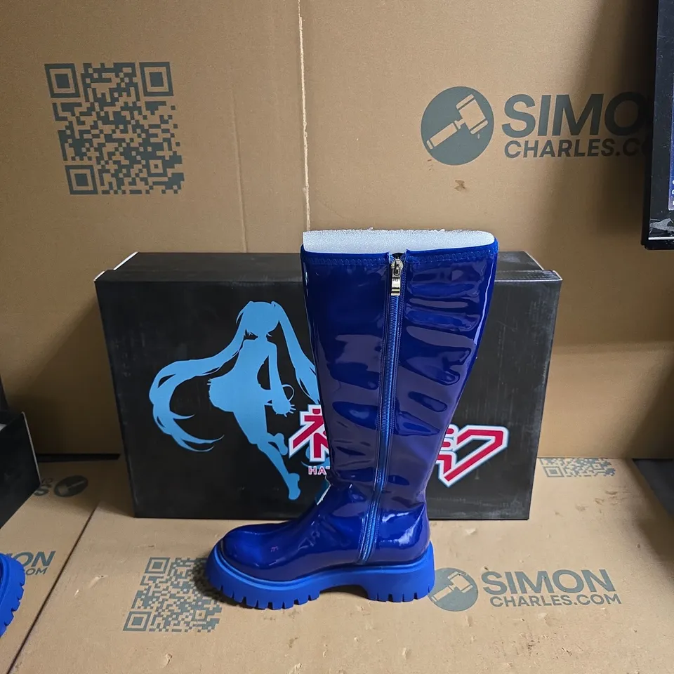 KOI HATSUNE MIKU KAITO POLISHED LONG BOOTS - BLUE - UK SIZE 3