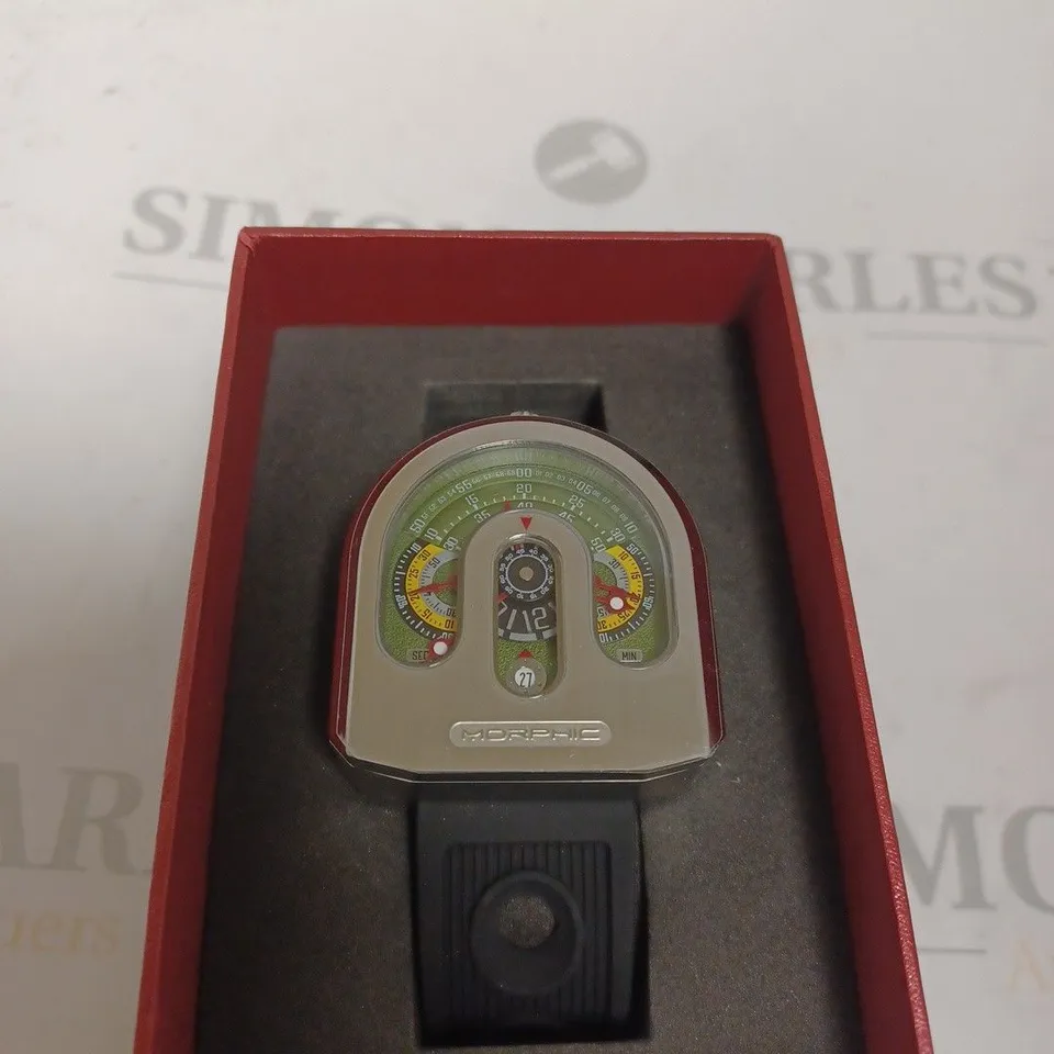BOXED MORPHIC SILICONE STRAP SILVER WATCH 
