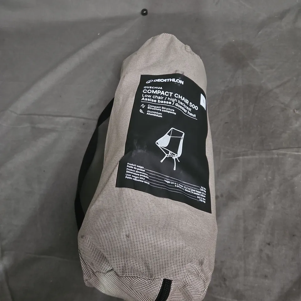 DECATHLON COMPACT CHAIR 500 FOLDING CAMPING CHAIR - LOW CHAIR/HIGH BACKREST - SIZE L