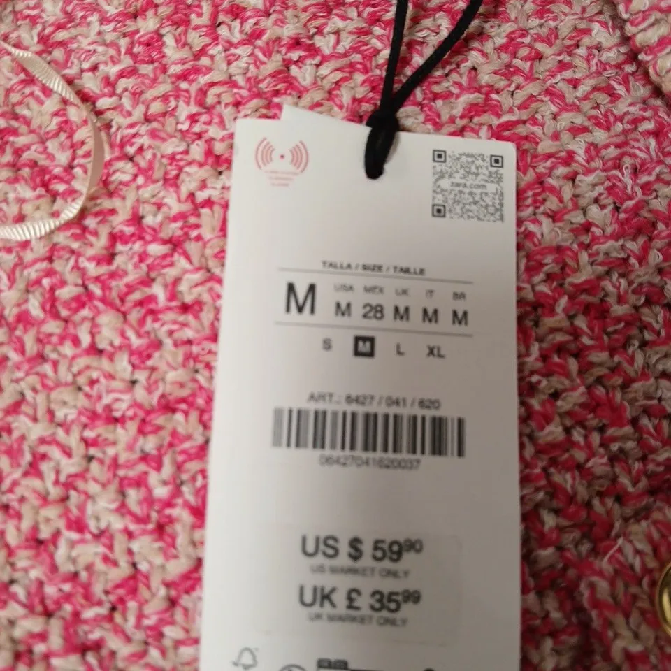 ZARA PINK BOUCLE TWEED JACKET – WOMEN'S, SIZE M (US)