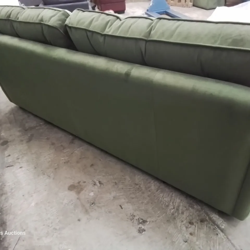 QUALITY BRITISH DESIGNER LOUNGE Co. THREE SEATER SOFA PLUSH GREEN FABRIC 