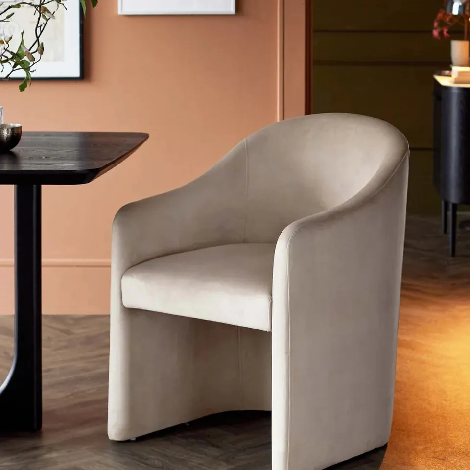 BOXED DANETTI FREYA CHAMPAGNE VELVET DINING CHAIR