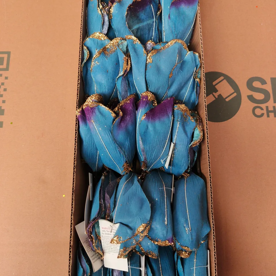 APPROXIMATELY 24 GISELA GRAHAM FAUX FLORAL PICKS IN BLUE/PURPLE