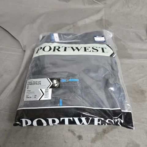 PORTWEST WX3 TROUSERS IN METAL GREY WITH KNEEPADS SIZE 42" SHORT