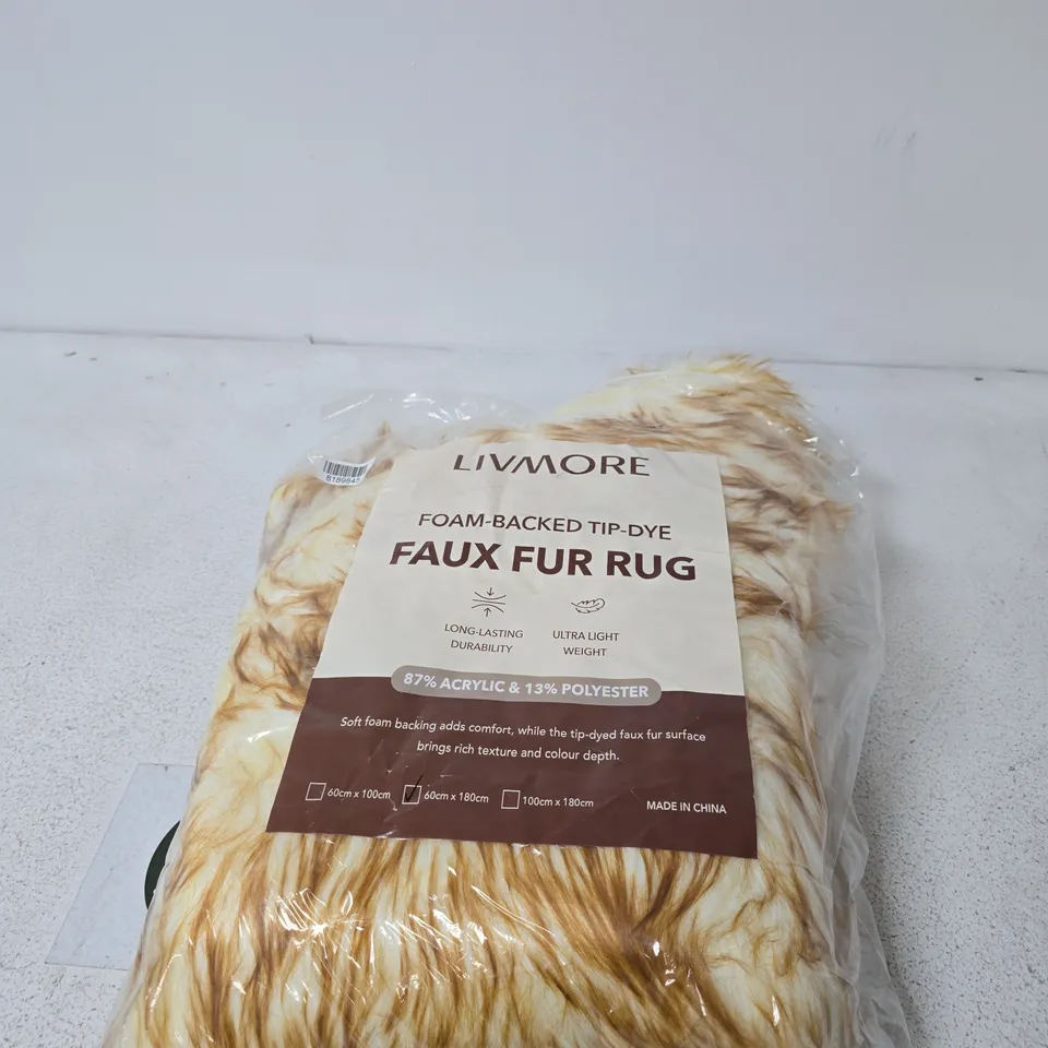 LIVMORE FOAM-BACKED FAUX FUR RUG – TIP-DYED, SIZES:, 60X180CM