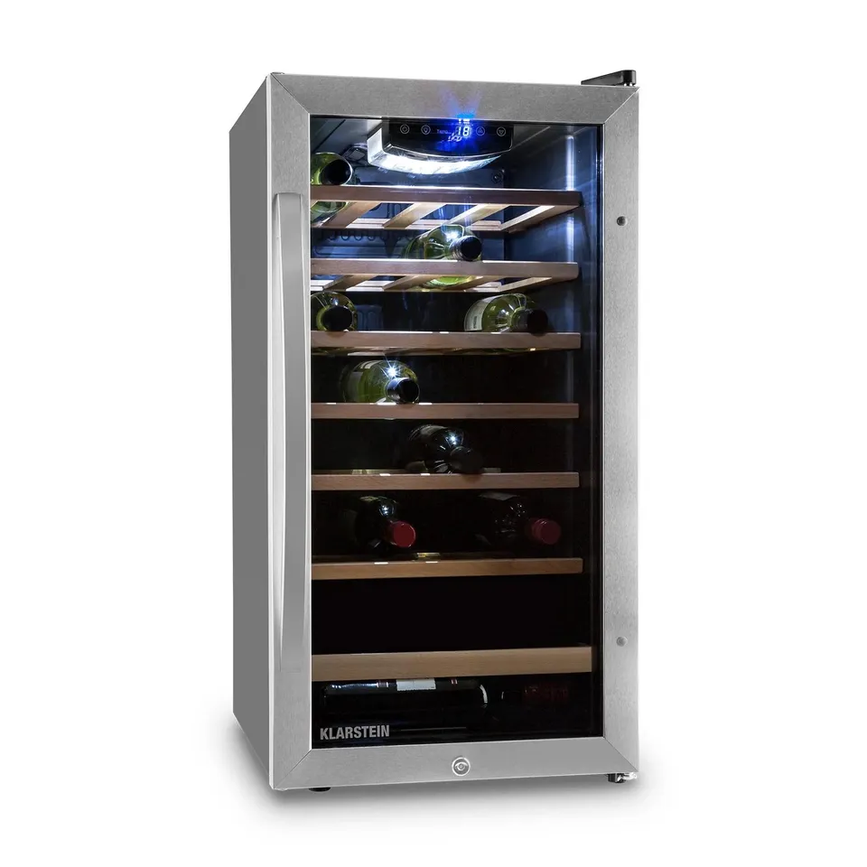 KLARSTEIN VINAMOUR 43CM 26 BOTTLES FREESTANDING WINE FRIDGE SILVER