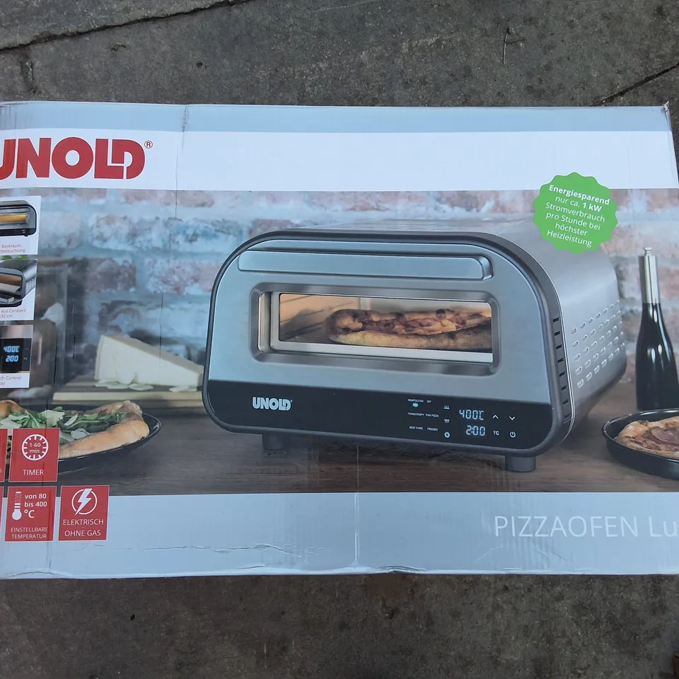 PALLET OF ASSORTED HOUSEHOLD ITEMS TO INCLUDE UNOLD PIZZA OVEN, DRUM UNIT AND BAMBOO CHOPPING BOARD 