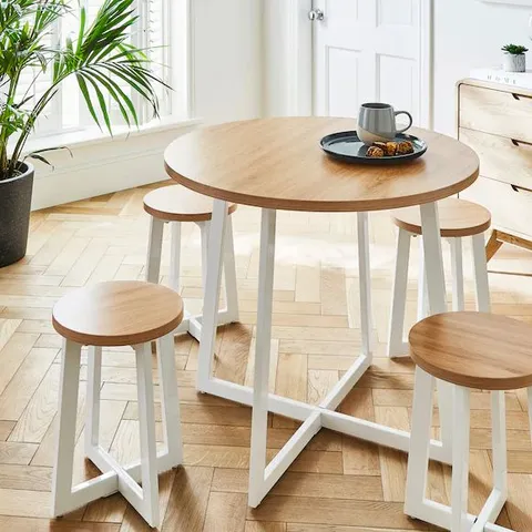 KES DINING SET ZG217 WHITE/OAK EFFECT 910 X 905 X 170MM BOXED