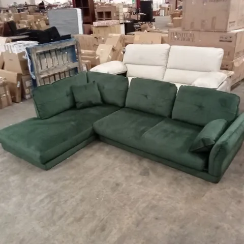DESIGNER GREEN VELVET CORNER CHAISE SOFA