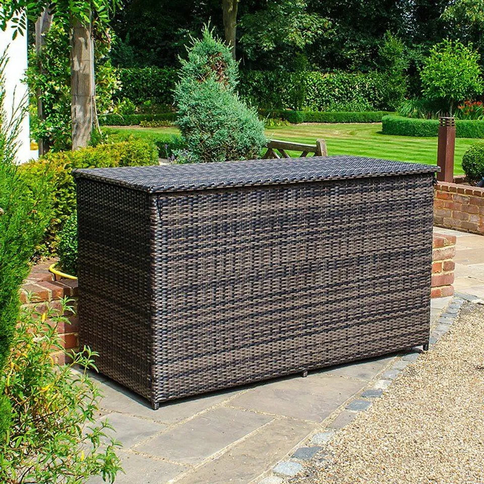 BOXED MANCUSO RATTAN STORAGE BOX - BROWN