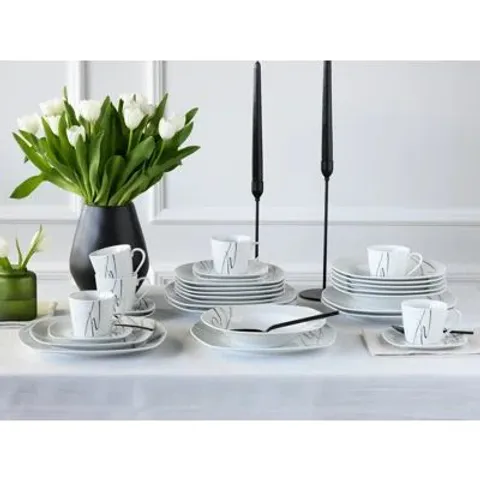 BOXED AMELIE PIAZZA 30 PIECE PORCELAIN DINNERWARE SET - SERVICE FOR 6