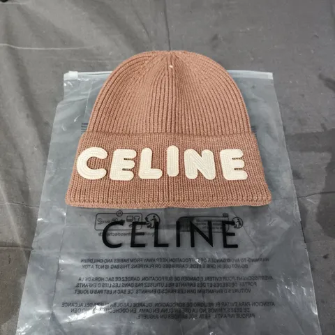 CELINE BROWN KNIT BEANIE HAT